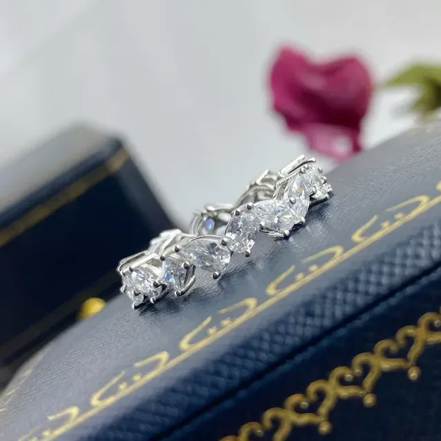 Silver-Toned Multi-Stone Channel and Prong Set Stackable Rings 5