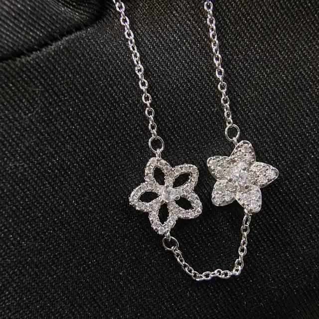 Silver-Toned Pavé Floral Charm Bracelet 3