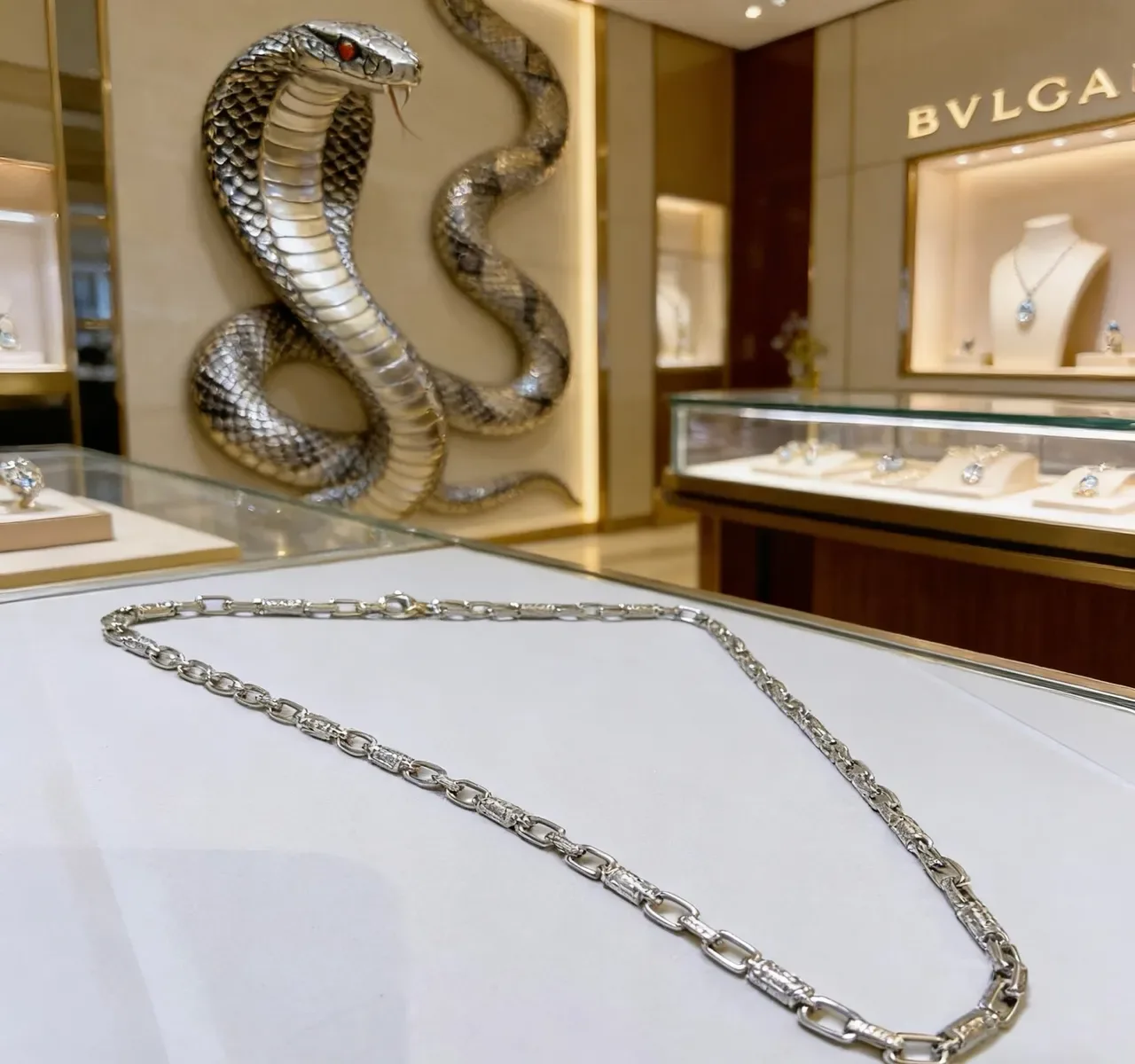 Silver-Toned Textured Link Chain Necklace 3