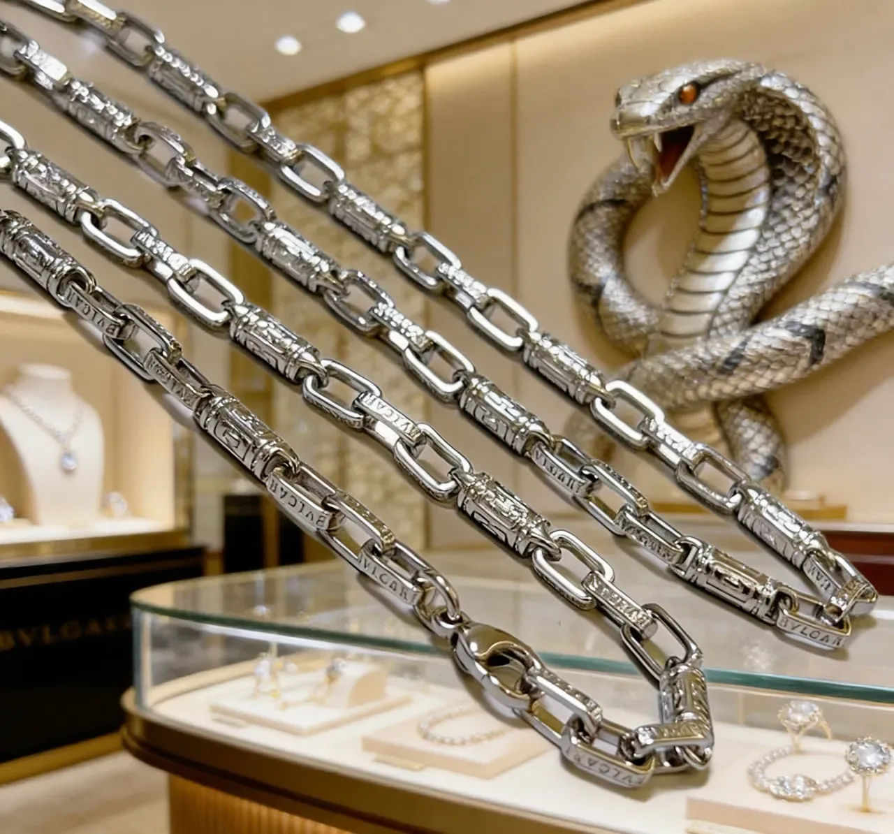 Silver-Toned Textured Link Chain Necklace 4