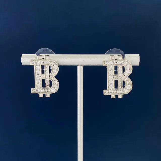 Silver Transparent Crystal-Encrusted Bitcoin-Symbol Shaped Brooch 6