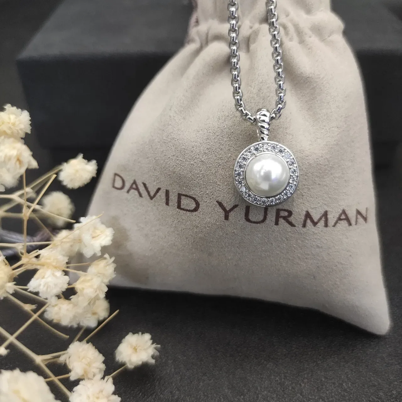 Silver White Chain Cultured Pearl Center Necklace 5