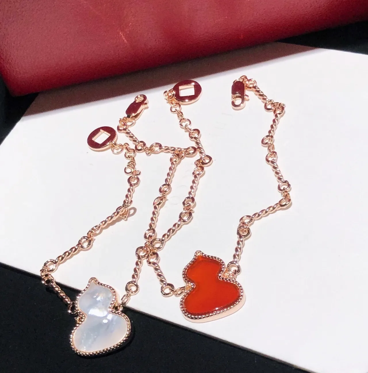 Silver White Chain Gourd-Shaped Charms Bracelet 5