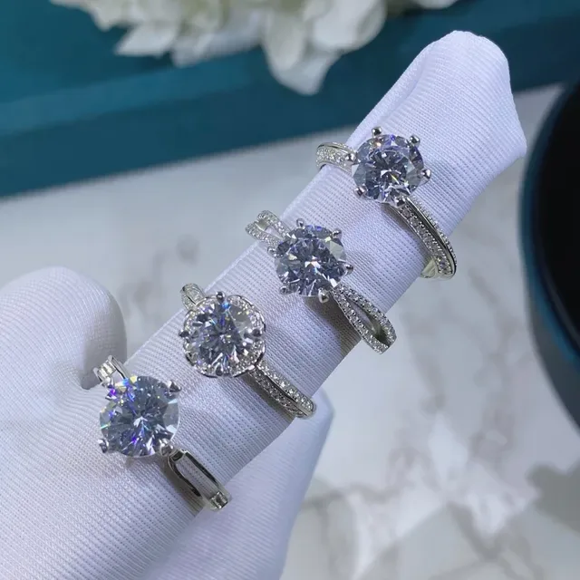 Silver White Six-Prong Solitaire Halo Accents Ring 9