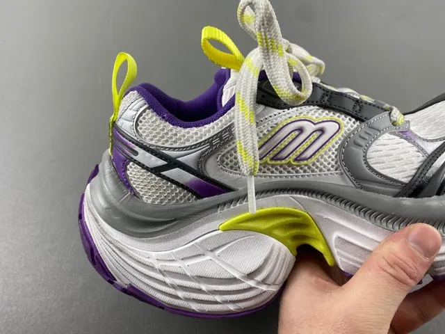 Skechers White Purple Platform Sole Mesh And Synthetic Overlay Construction Chunky Sneakers 2