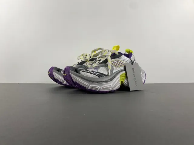 Skechers White Purple Platform Sole Mesh And Synthetic Overlay Construction Chunky Sneakers 10