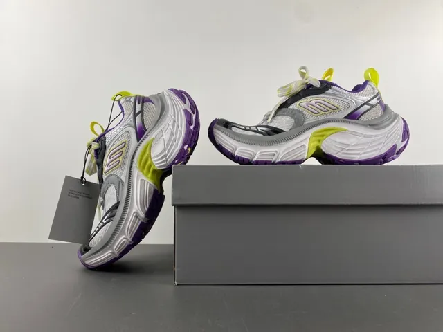 Skechers White Purple Platform Sole Mesh And Synthetic Overlay Construction Chunky Sneakers 13