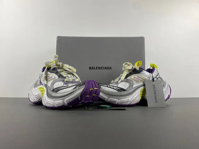 Skechers White Purple Platform Sole Mesh And Synthetic Overlay Construction Chunky Sneakers 14