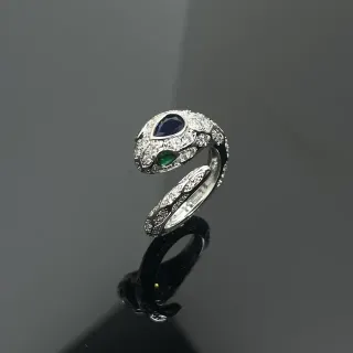 Anillo en forma de serpiente pavé-set multi-gemas