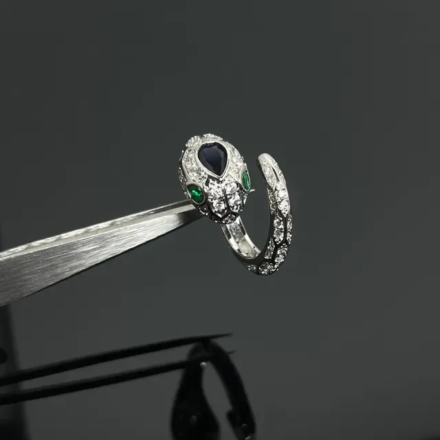 Snake-Shaped Pavé-Set Multi-Gemstone Ring 2