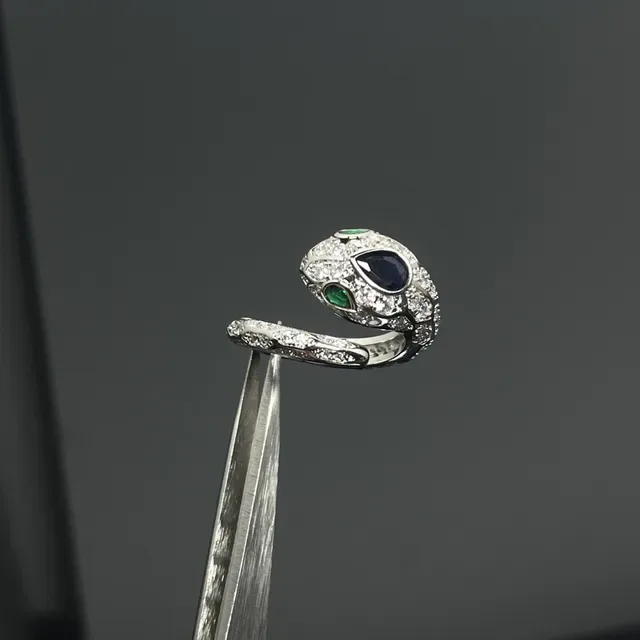 Snake-Shaped Pavé-Set Multi-Gemstone Ring 3