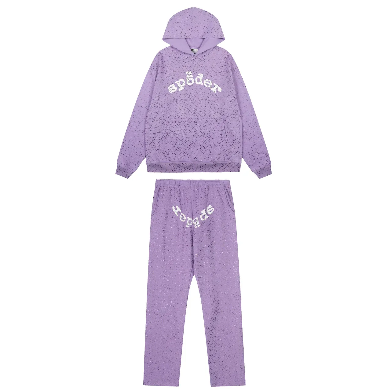 spöder Blue White Textured Dot-Pattern Fabric Arched Embroidered Logo Hoodie 7