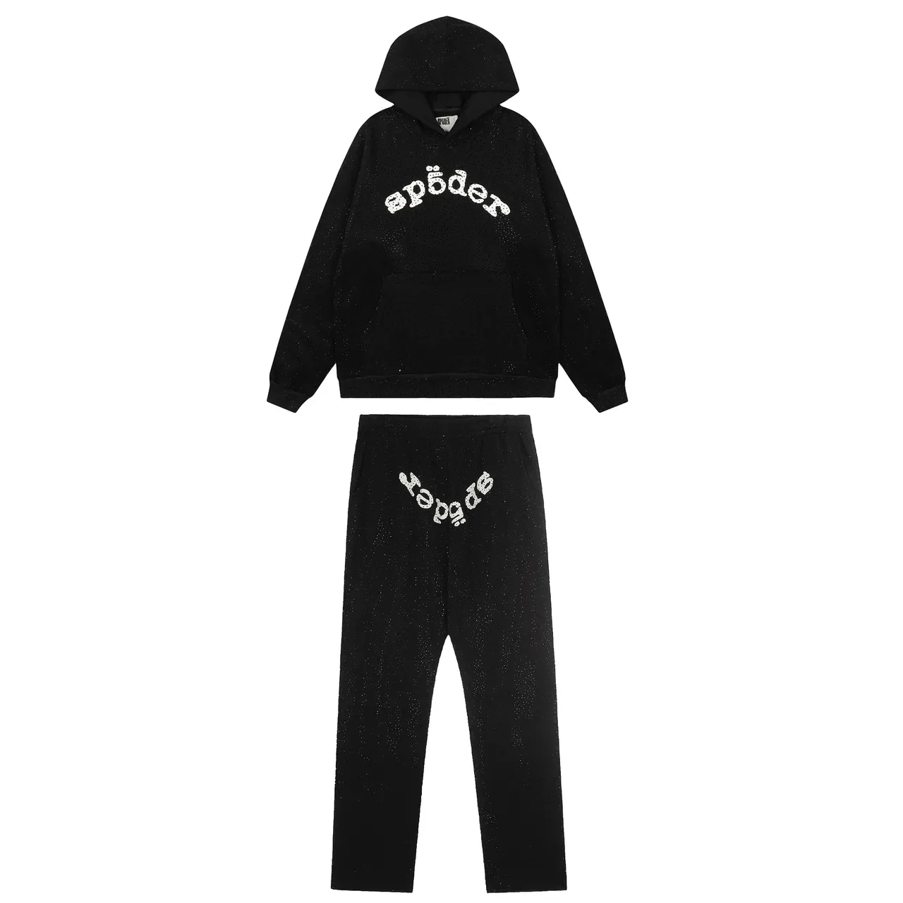 spöder Blue White Textured Dot-Pattern Fabric Arched Embroidered Logo Hoodie 9