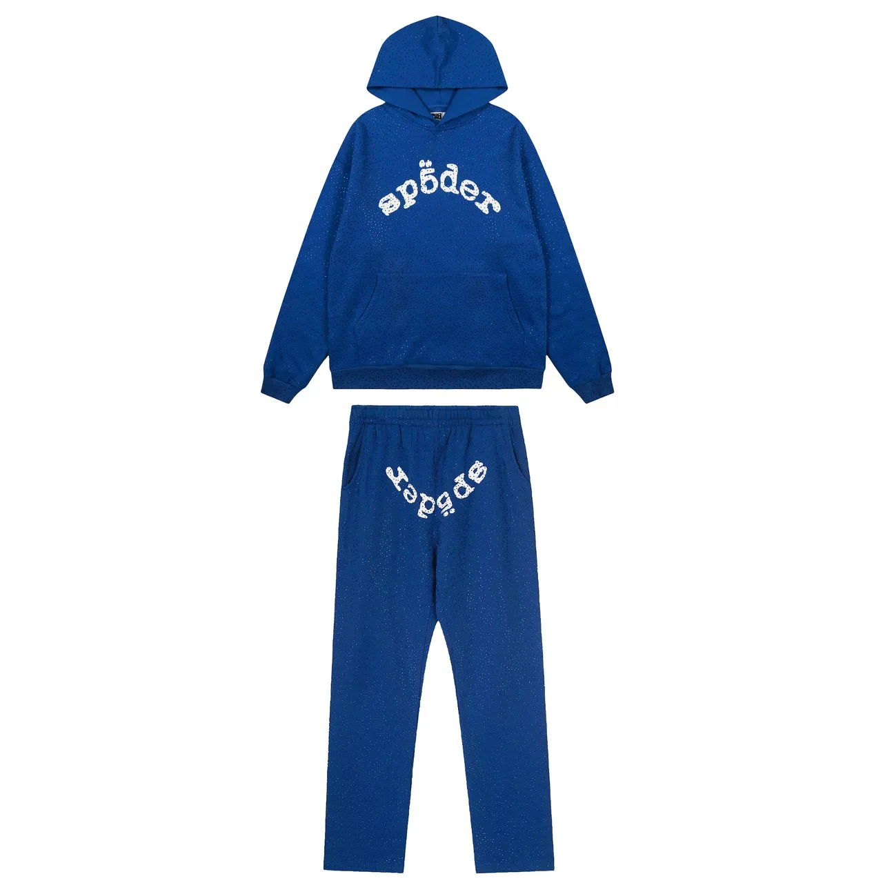 spöder Blue White Textured Dot-Pattern Fabric Arched Embroidered Logo Hoodie 10