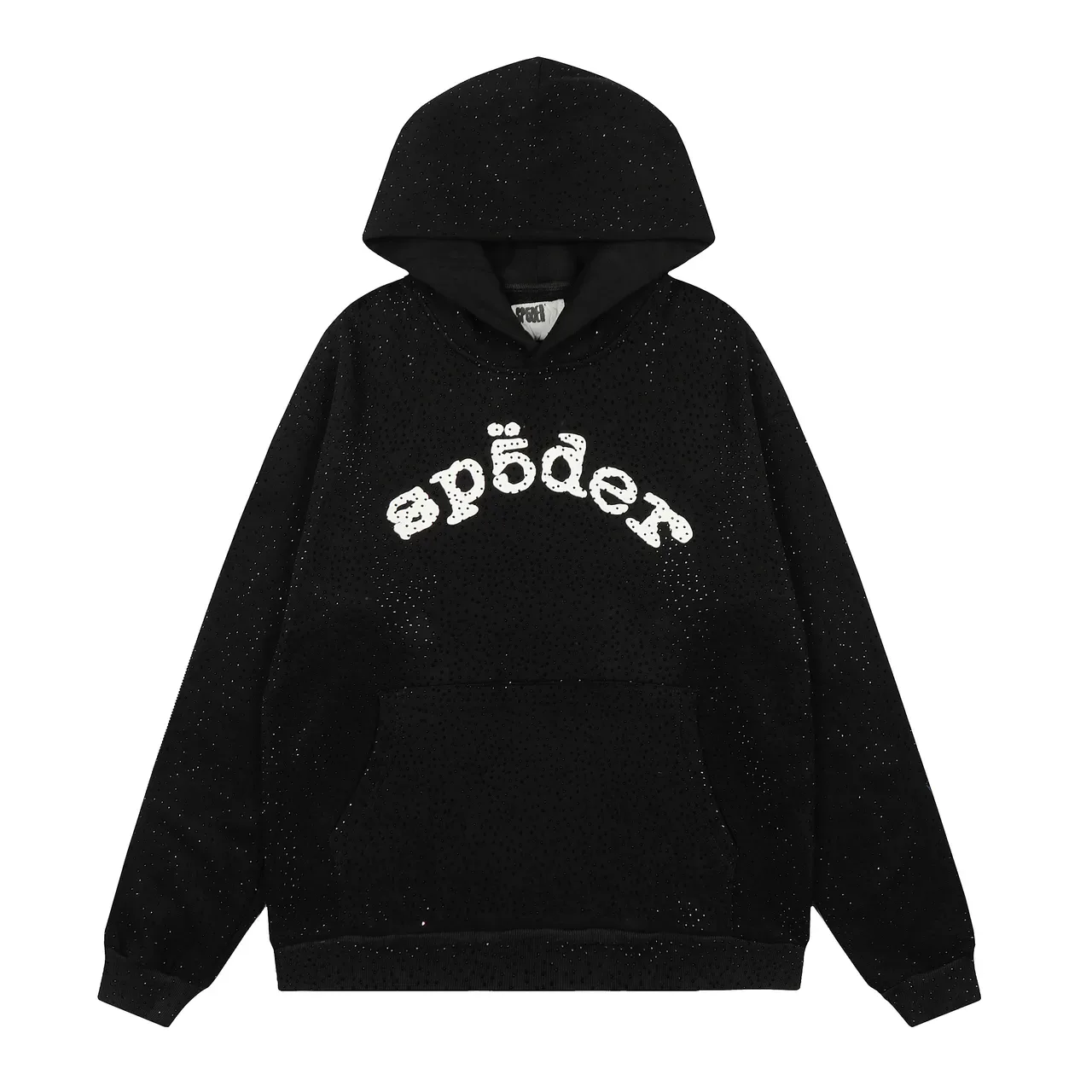 spöder Blue White Textured Dot-Pattern Fabric Arched Embroidered Logo Hoodie 23