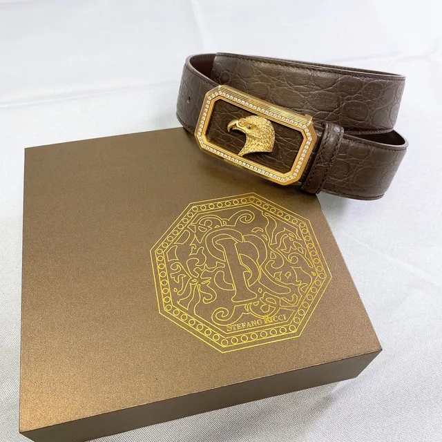 Stefano Ricci Eagle Buckle Brown Crocodile Leather Belt 2