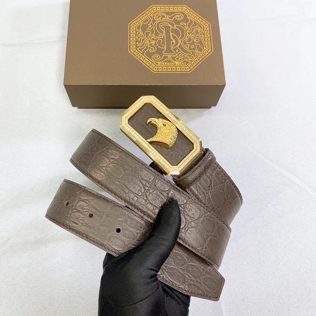 Stefano Ricci Eagle Buckle Brown Crocodile Leather Belt 3