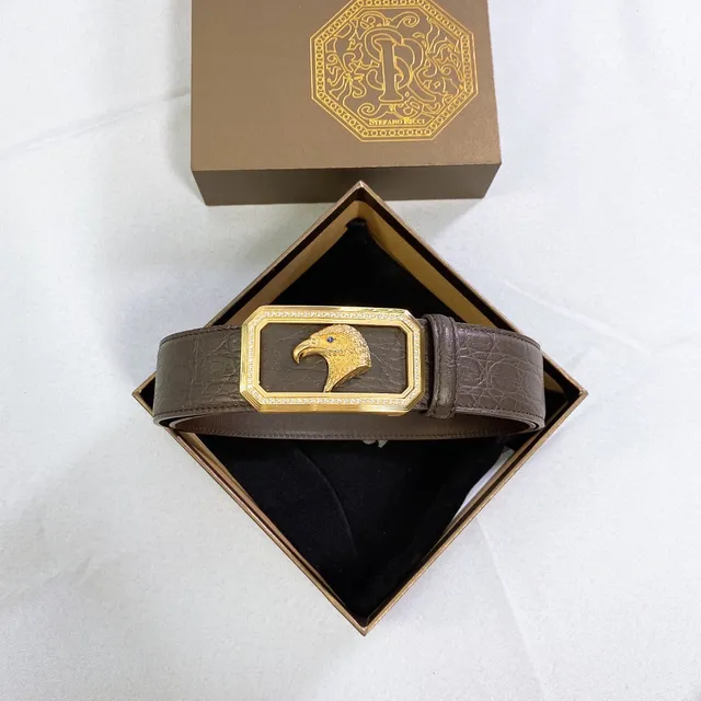 Stefano Ricci Eagle Buckle Brown Crocodile Leather Belt 6