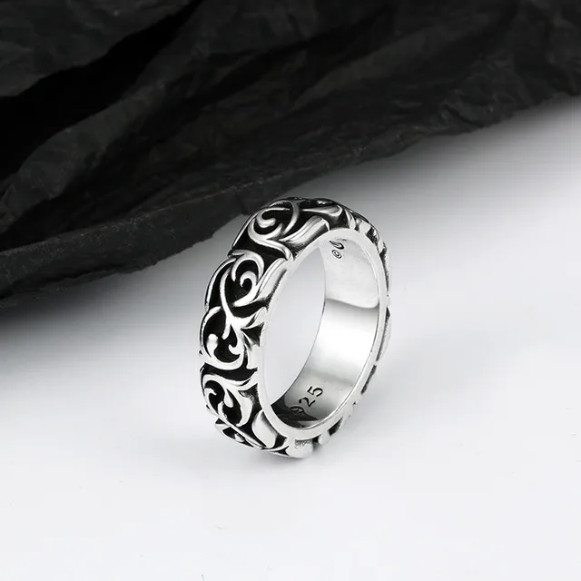 Sterling Silver Scroll Filigree Wide Band Ring 2