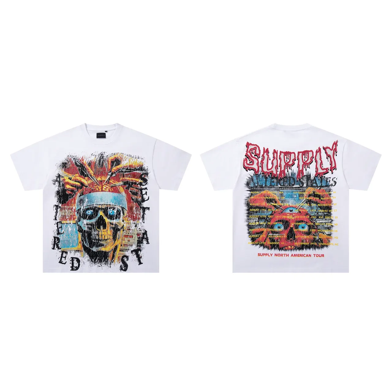 SUPPLY Graphic-Print Skull Motif Oversized T-Shirt 2
