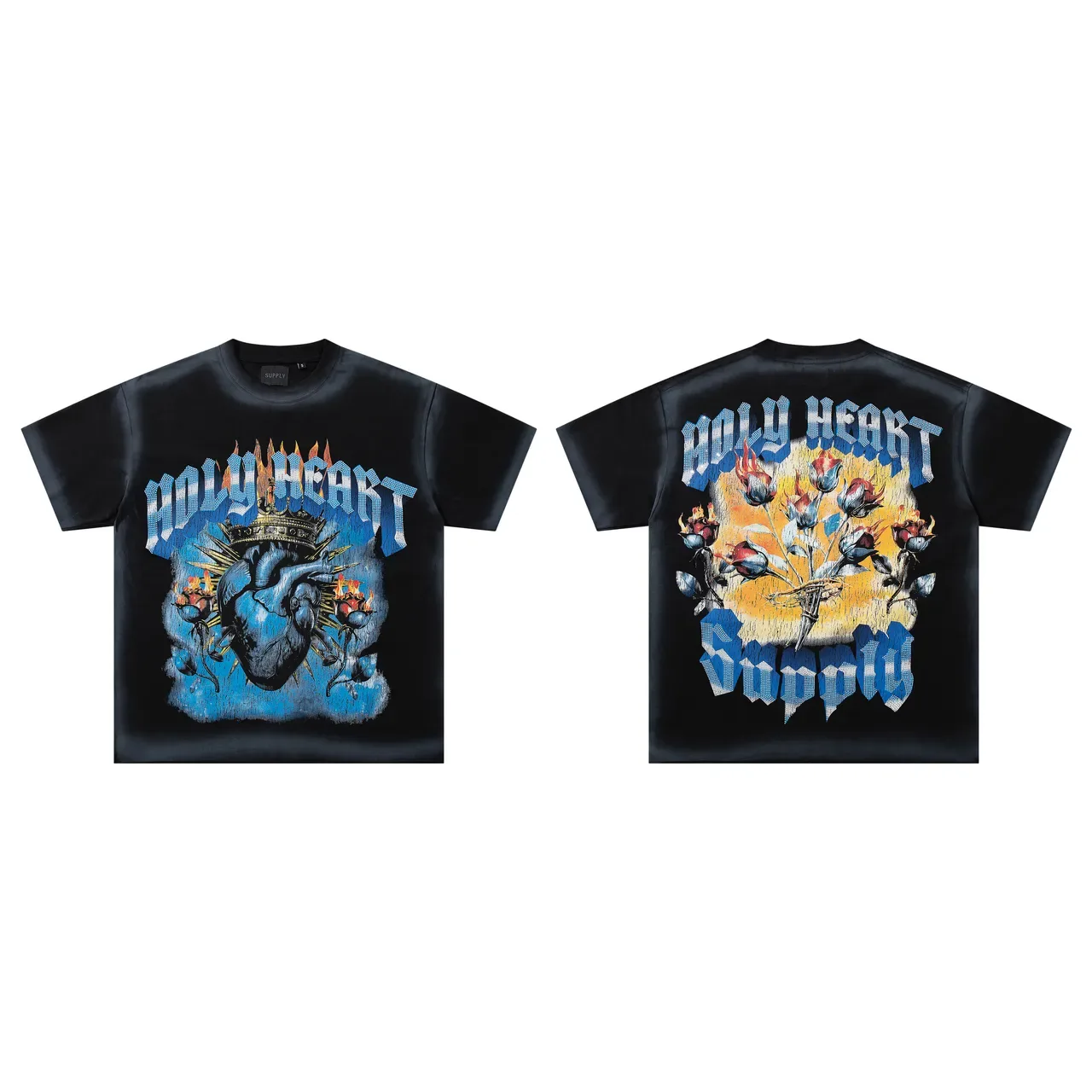 Supply Holy Heart Graphic Print Black T-Shirt 2