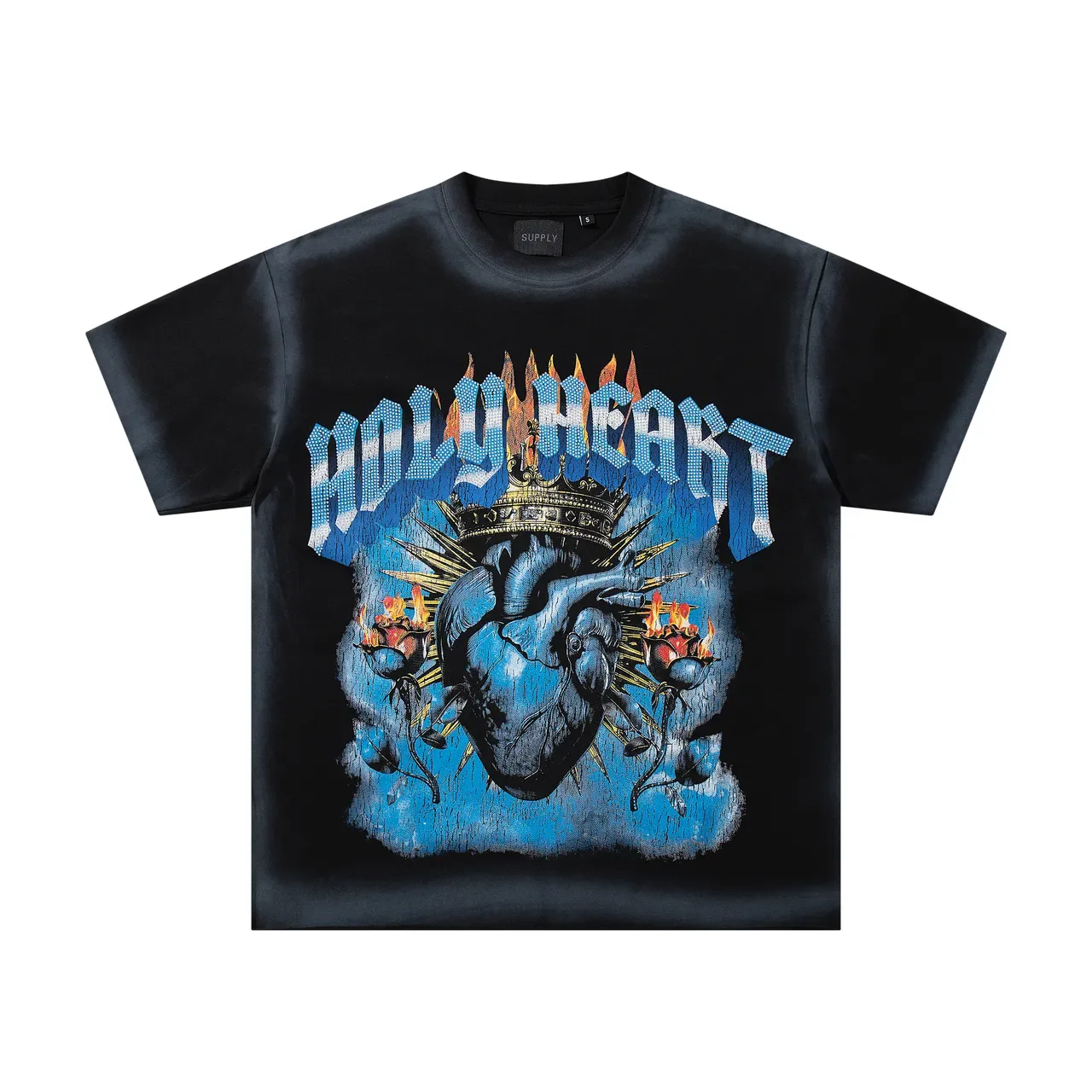 Supply Holy Heart Graphic Print Black T-Shirt 4