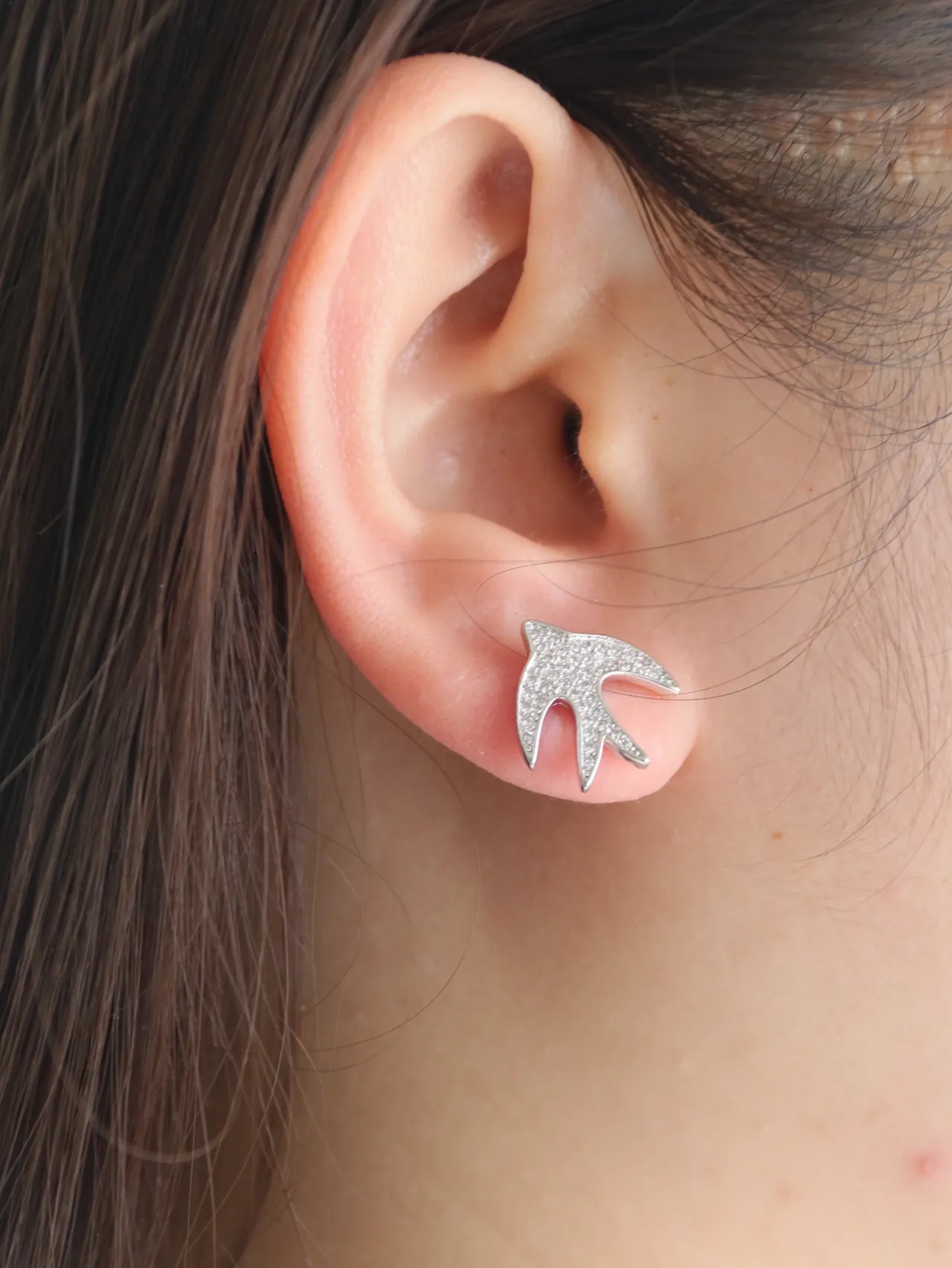 Swallow-Shaped Pavé Crystal Stud Earrings 3