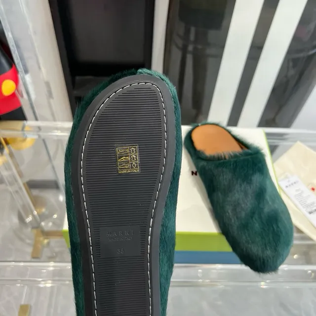 Teal Plush Fur Open-Back Slipper 4