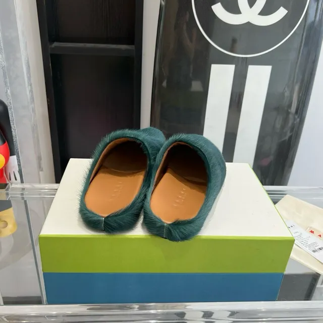 Teal Plush Fur Open-Back Slipper 5