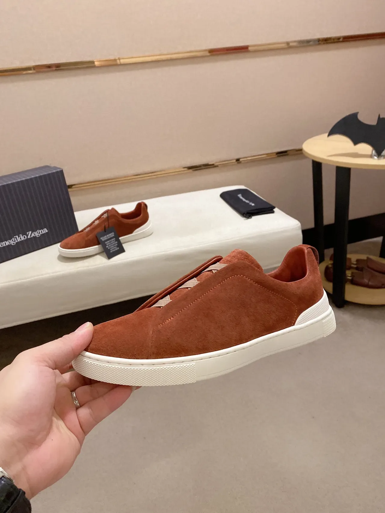 Terracotta Suede Slip-On Sneaker 8