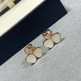 Three-Heart Mother-of-Pearl and Gold-Tone Stud Earrings