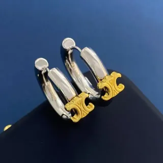 Two-Tone Logo-Accented Hoop Earrings