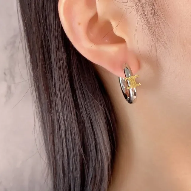 Two-Tone Logo-Accented Hoop Earrings 6