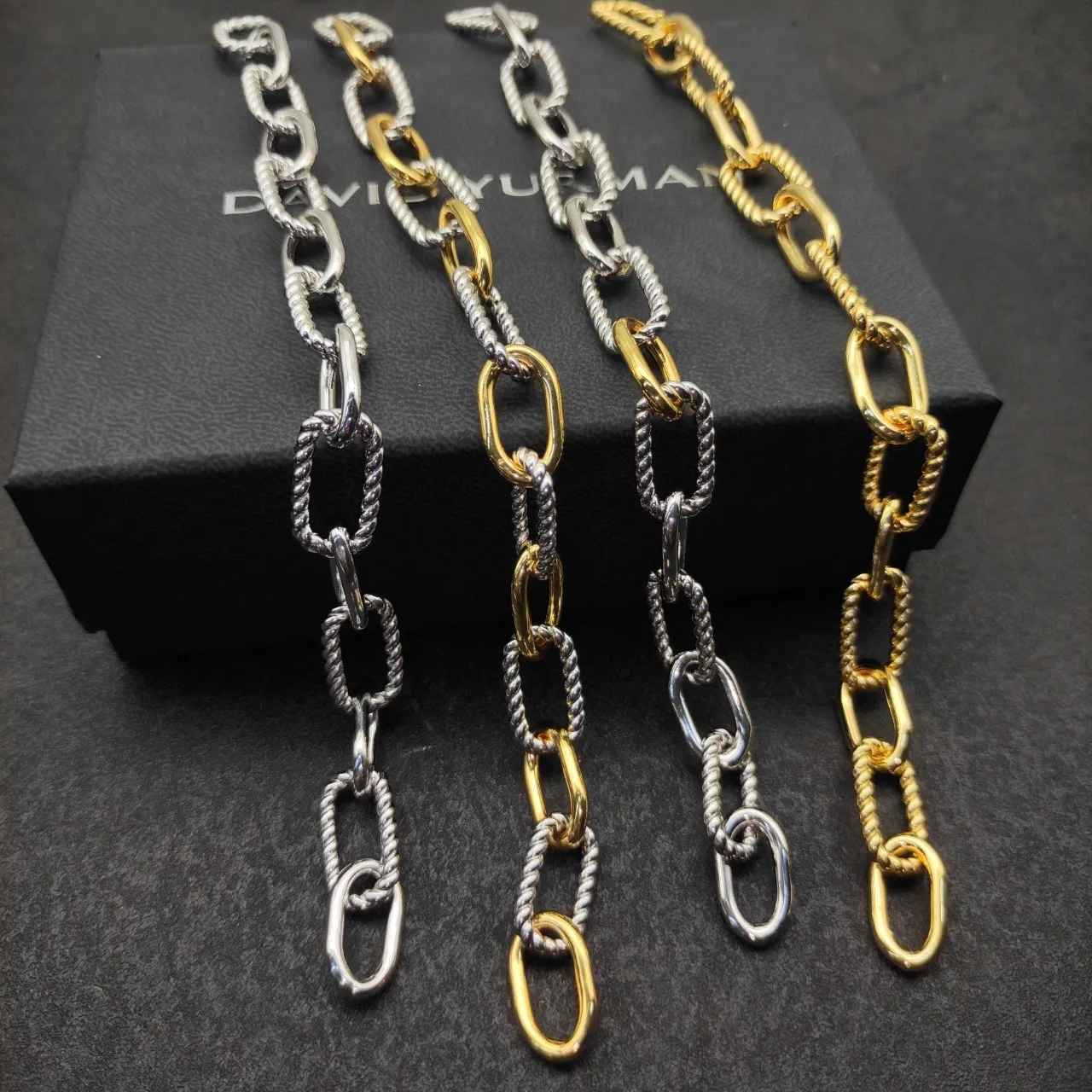 Two-Tone Twisted Rope Chain Oval Link Bracelet 2