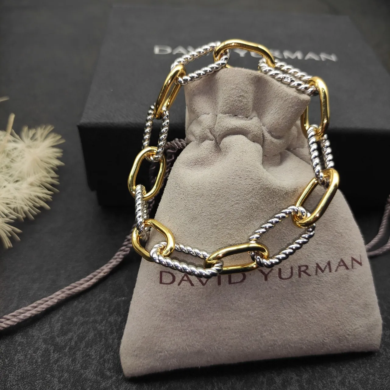 Two-Tone Twisted Rope Chain Oval Link Bracelet 4