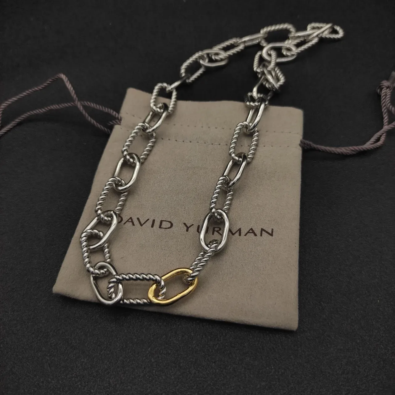 Two-Tone Twisted Rope Link Chain Necklace 7