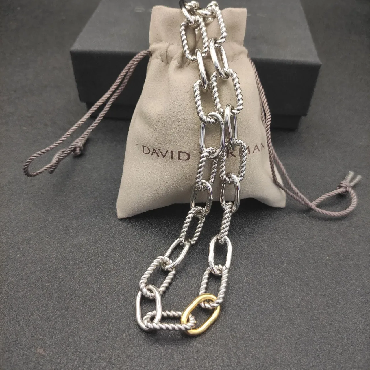 Two-Tone Twisted Rope Link Chain Necklace 8