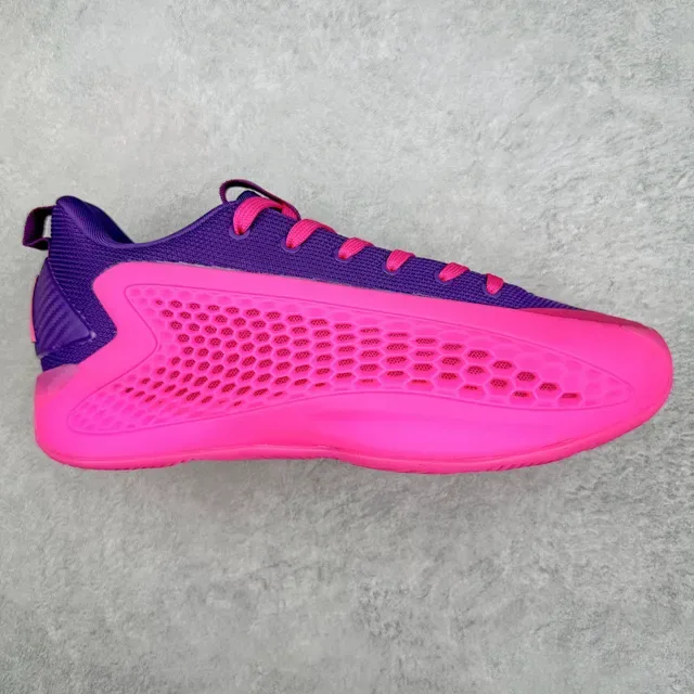 Vibrant Pink and Purple Perforated Honeycomb Midsole Knit Sneakers 2