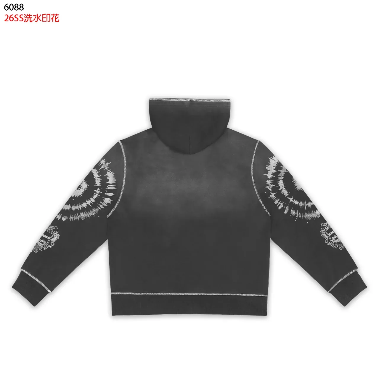 Wash-Print Graphic Zip-Up Hoodie 4