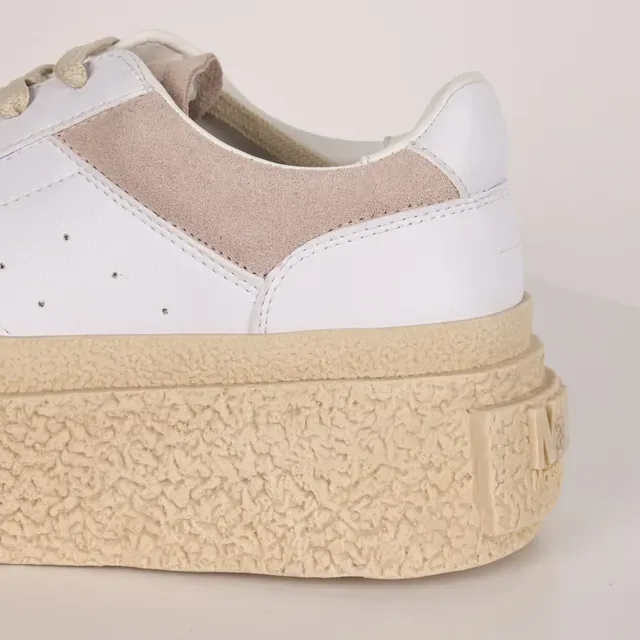 White and Beige Platform Lifestyle Sneaker 4