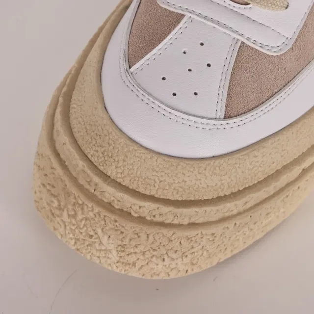 White and Beige Platform Lifestyle Sneaker 5