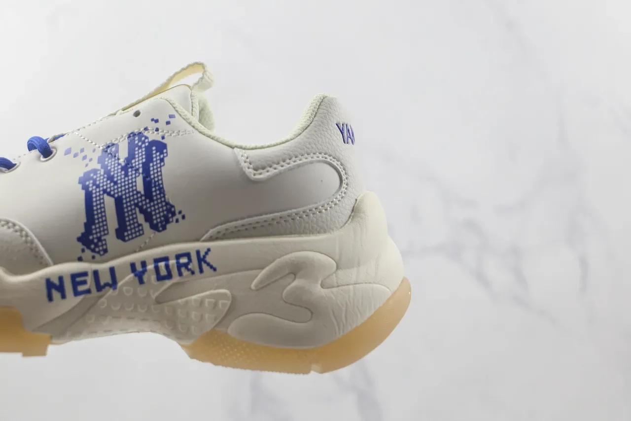 White and Blue Pixel NY Graphic Chunky Lifestyle Sneaker 7