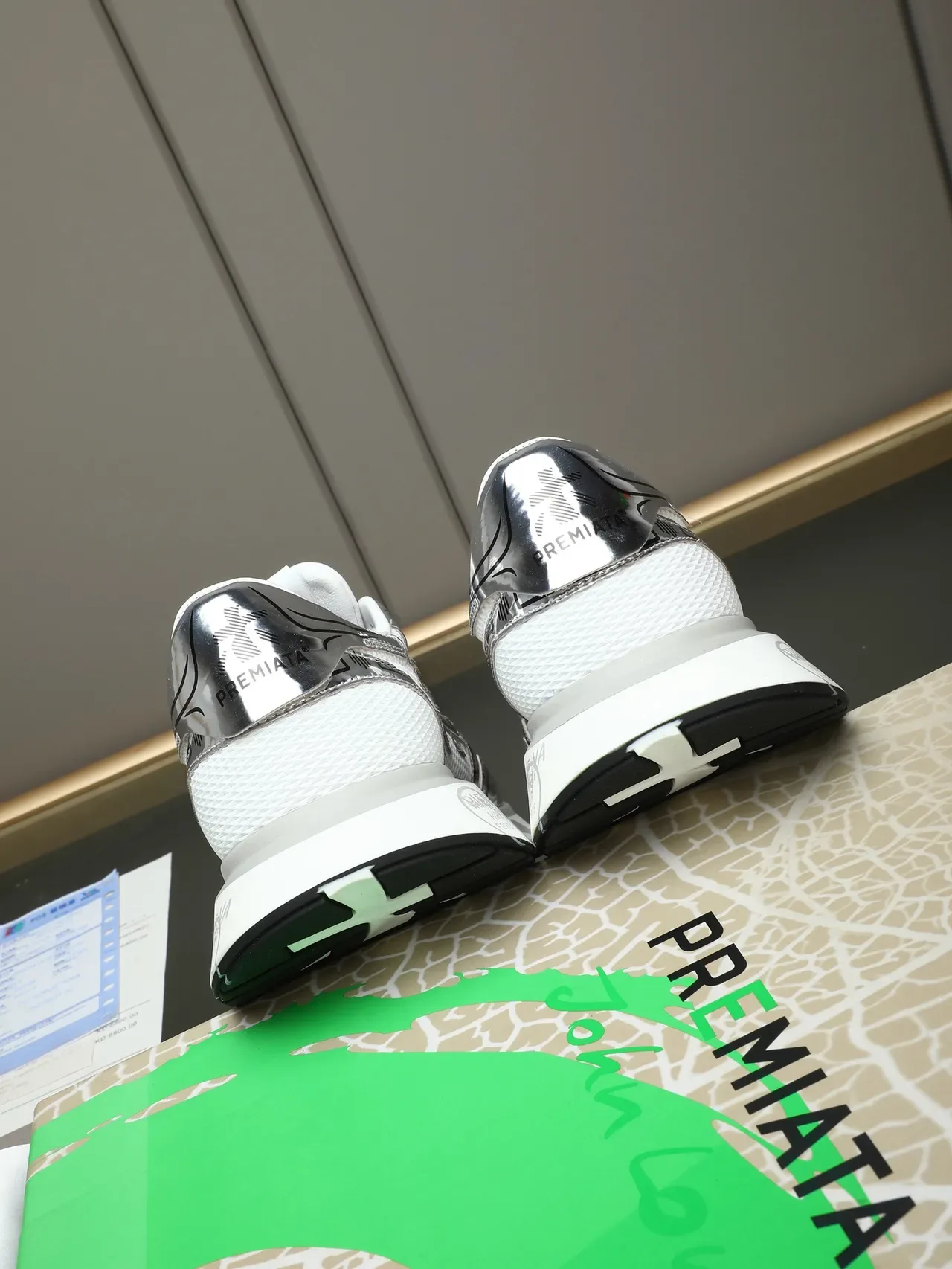 White and Chrome Metallic Overlay Lifestyle Sneaker 4