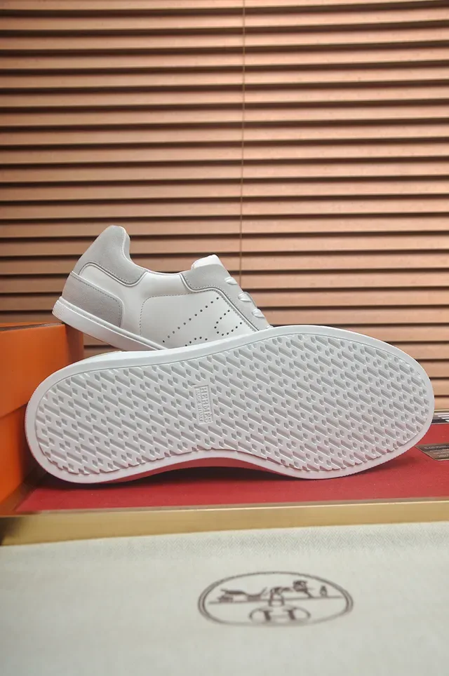 White and Gray Perforated Mixed-Material Lifestyle Sneaker 3