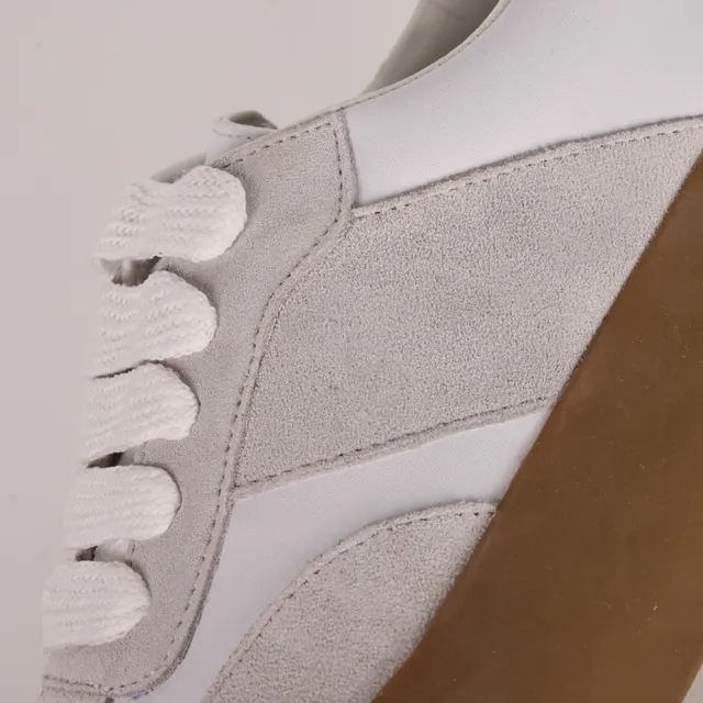 White and Gray Suede Leather Platform Sneaker 6