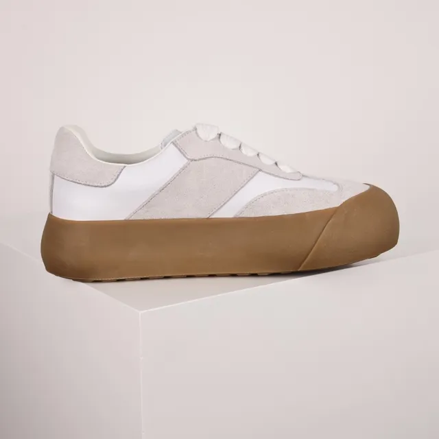White and Gray Suede Leather Platform Sneaker 7