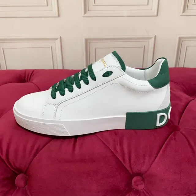 White and Green Leather Lifestyle Sneaker 4