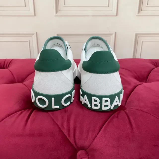 White and Green Leather Lifestyle Sneaker 5