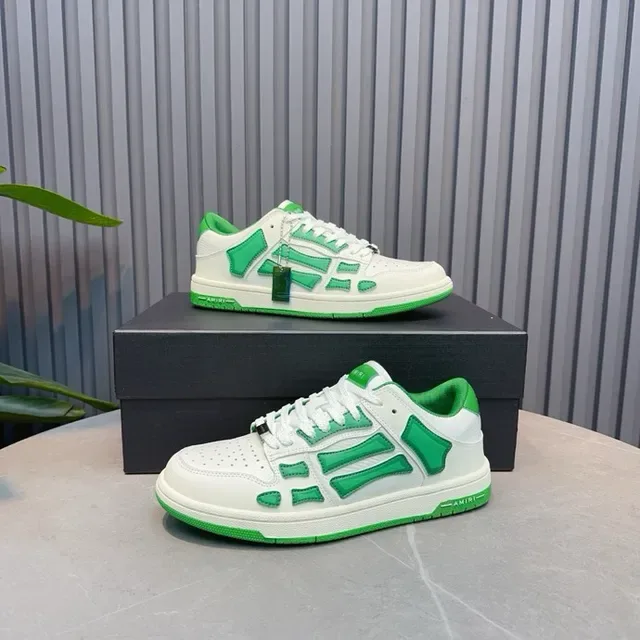 White and Green Skeletal Overlay Lifestyle Sneakers 3