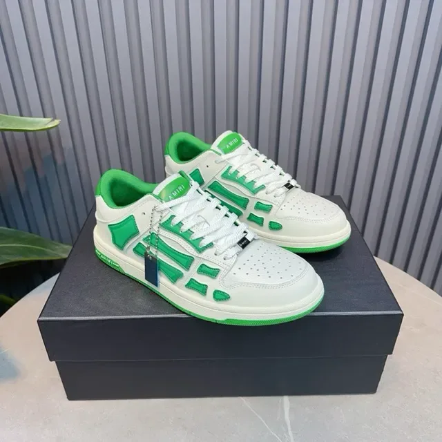 White and Green Skeletal Overlay Lifestyle Sneakers 4